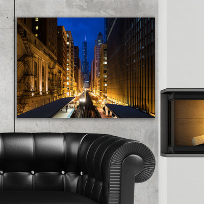 Blue Through L Chicago Skyline Canvas - Zapwalls