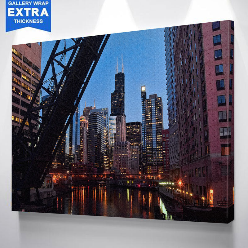 BRIDGE CHICAGO RIVER SEARS TOWER CANVAS - Zapwalls