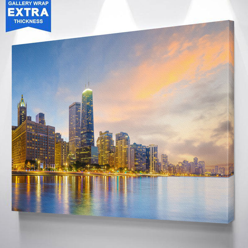 Sun Chicago North Skyline Canvas - Zapwalls