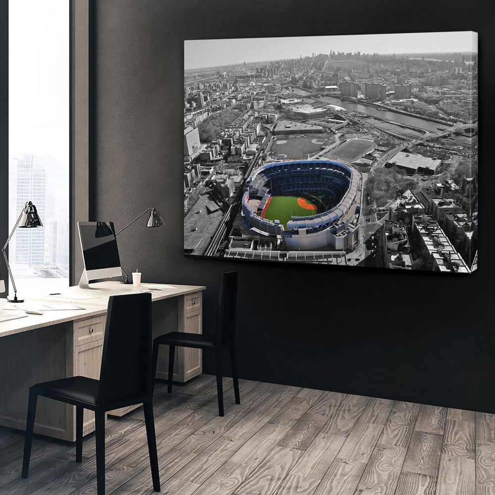 New York: Yankee Stadium, Aerial view Solid-Faced Canvas Print