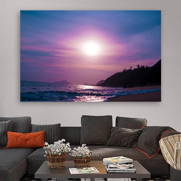 Purple Beach Sunset Wall Art - Zapwalls