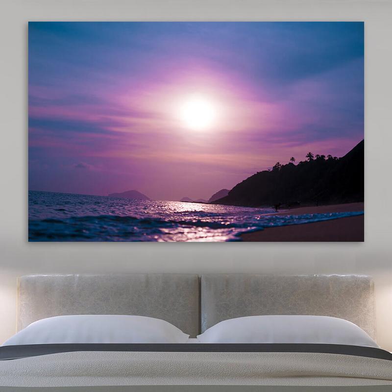 Purple Beach Sunset Wall Art - Zapwalls