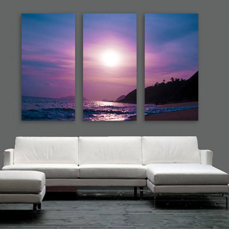 Purple Beach Sunset Wall Art - Zapwalls