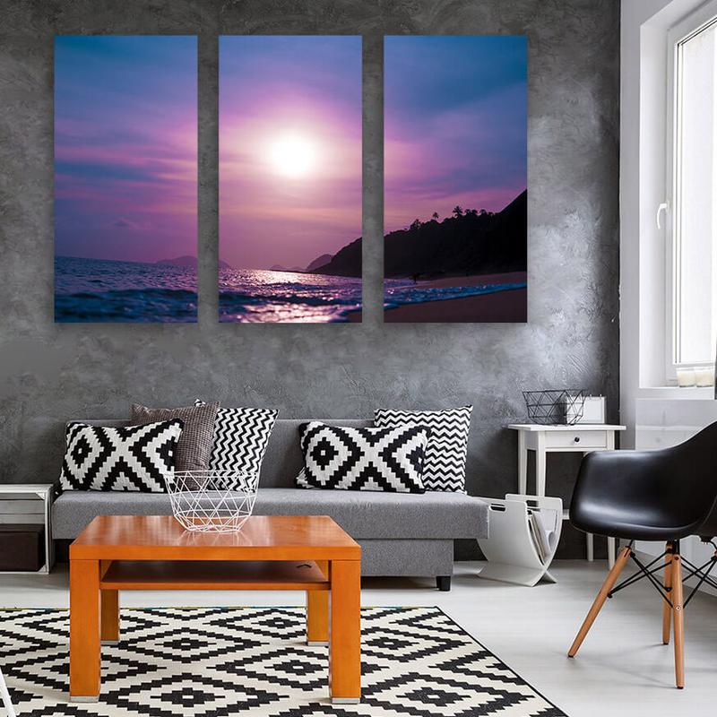 Purple Beach Sunset Wall Art - Zapwalls