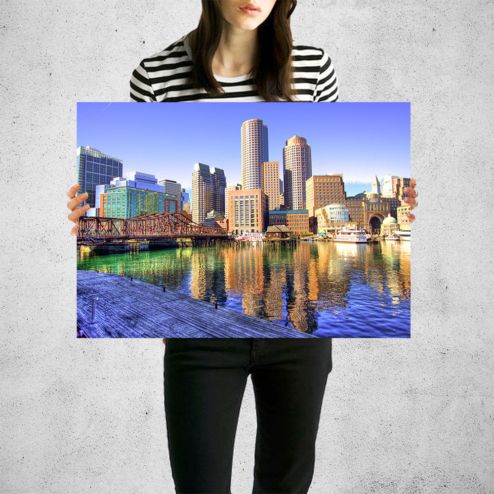 Boston Harbor and Boston Skyline on Canvas, Large Wall Art, Boston Print, Boston art, Downtown Boston, Boston Canvas, Large buy Canvas Art