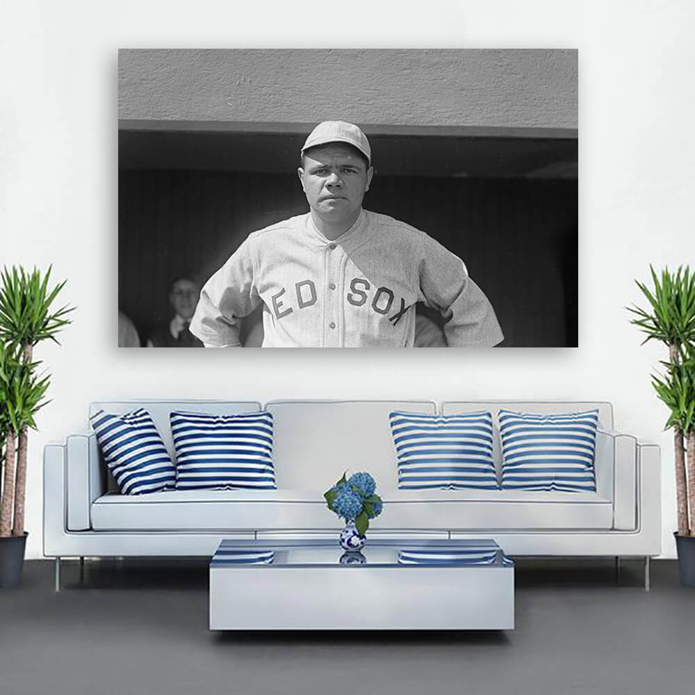 Babe Ruth In Red Sox Uniform Canvas Print / Canvas Art by