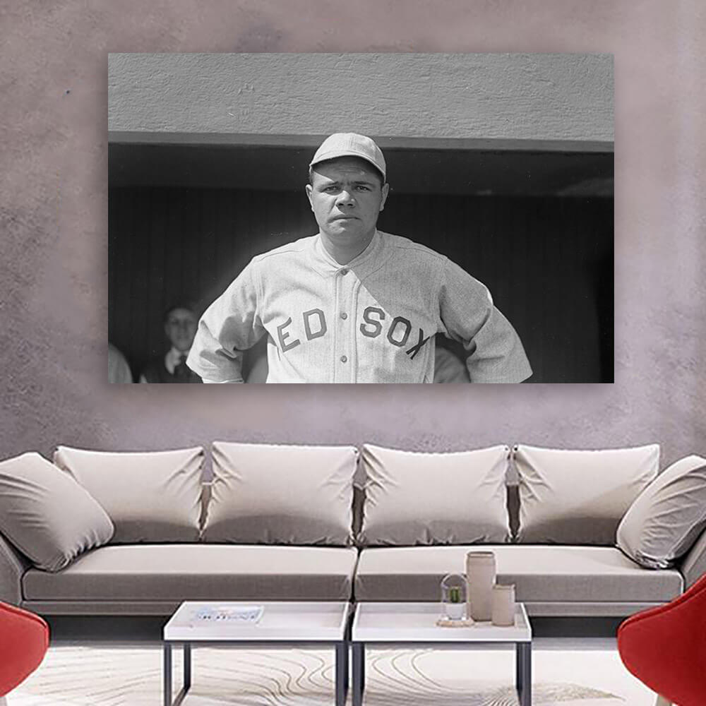 Babe Ruth In Red Sox Uniform Canvas Print / Canvas Art by