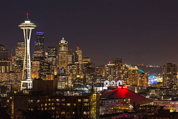 4 Panel Split Black and White Seattle Kerry Park Skyline, Seattle 2024 Split Canvas, Canvas Art Print, Seattle wall art, Seattle print, wall art