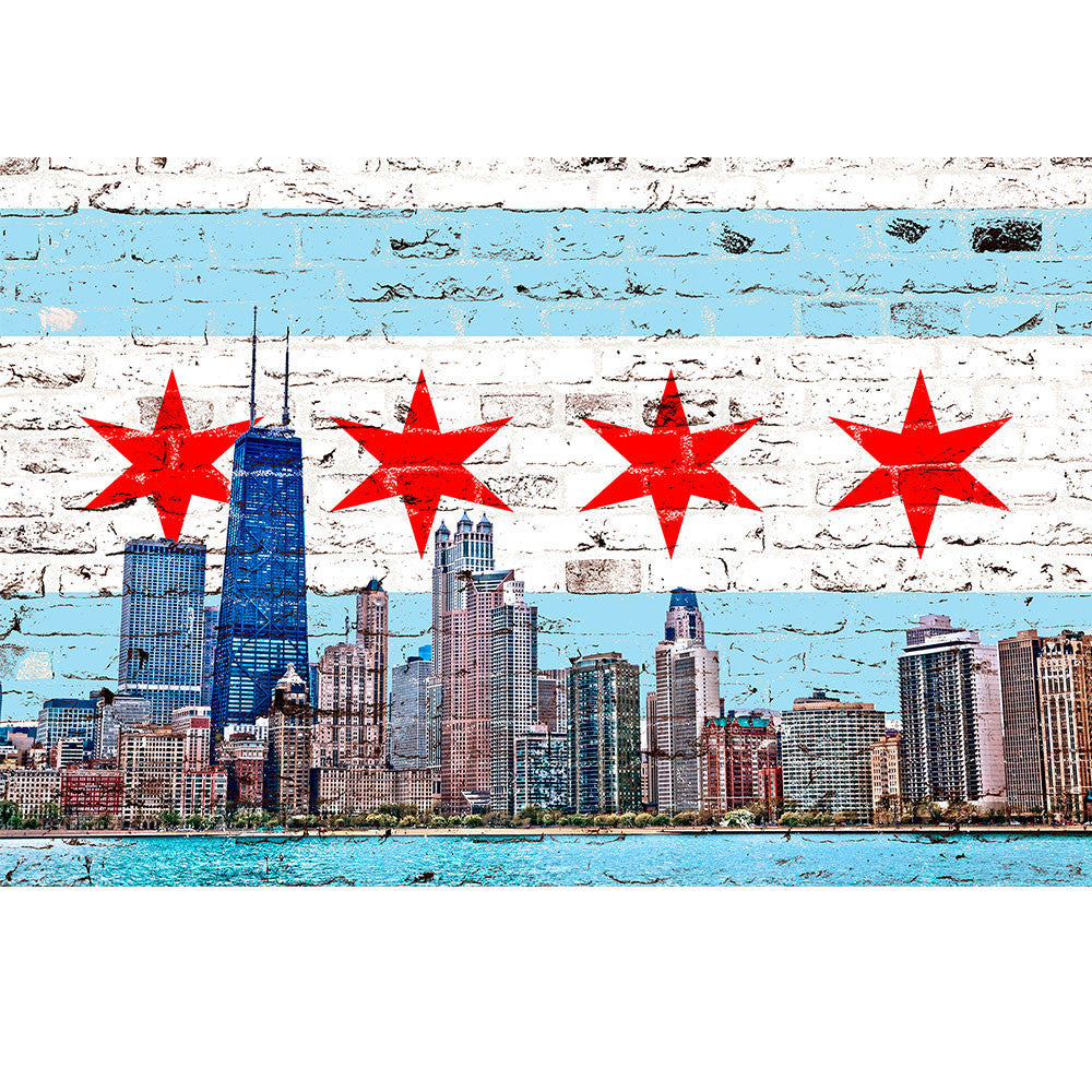 Flag Of Chicago Painted On A Wall Stock Photo  Download Image Now  Chicago   Illinois Flag Star Shape  iStock
